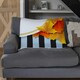 image 2 of Orange& Red Autumn Leaves on Black Stripes (Blanket)