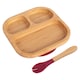 image 1 of Tiny Dining Bamboo Segmented Baby Weaning Plate & Fork Set - Red