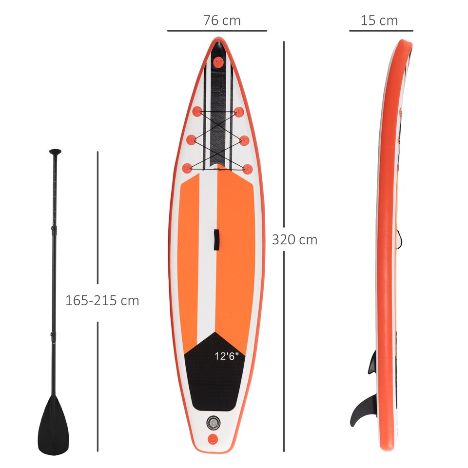 image 1 of Outsunny 10'6' x 30' x 6' Inflatable Stand Up Paddle Board, Non-Slip Deck Board with Adj Paddle, ISUP Accessories and Carry Bag, for Youth Adults Beginner, White | White | White