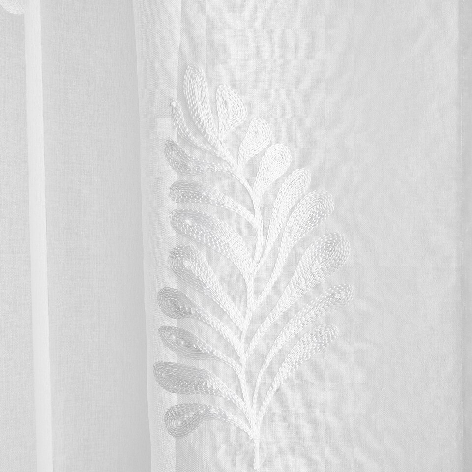 image 1 of Appletree Leaf Embroidery Voile Panel White
