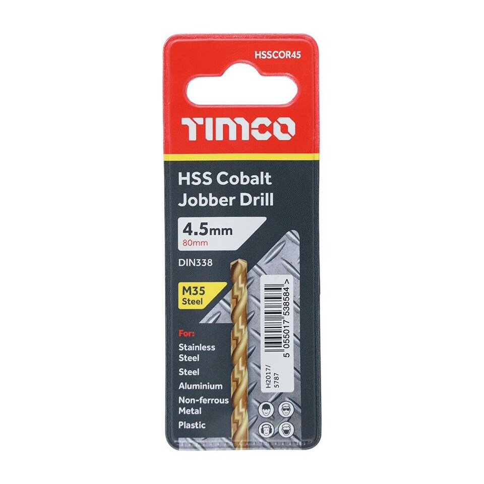 image 1 of Timco - Ground Jobber Drills - Cobalt M35 (Size 4.5mm - 1 Each)