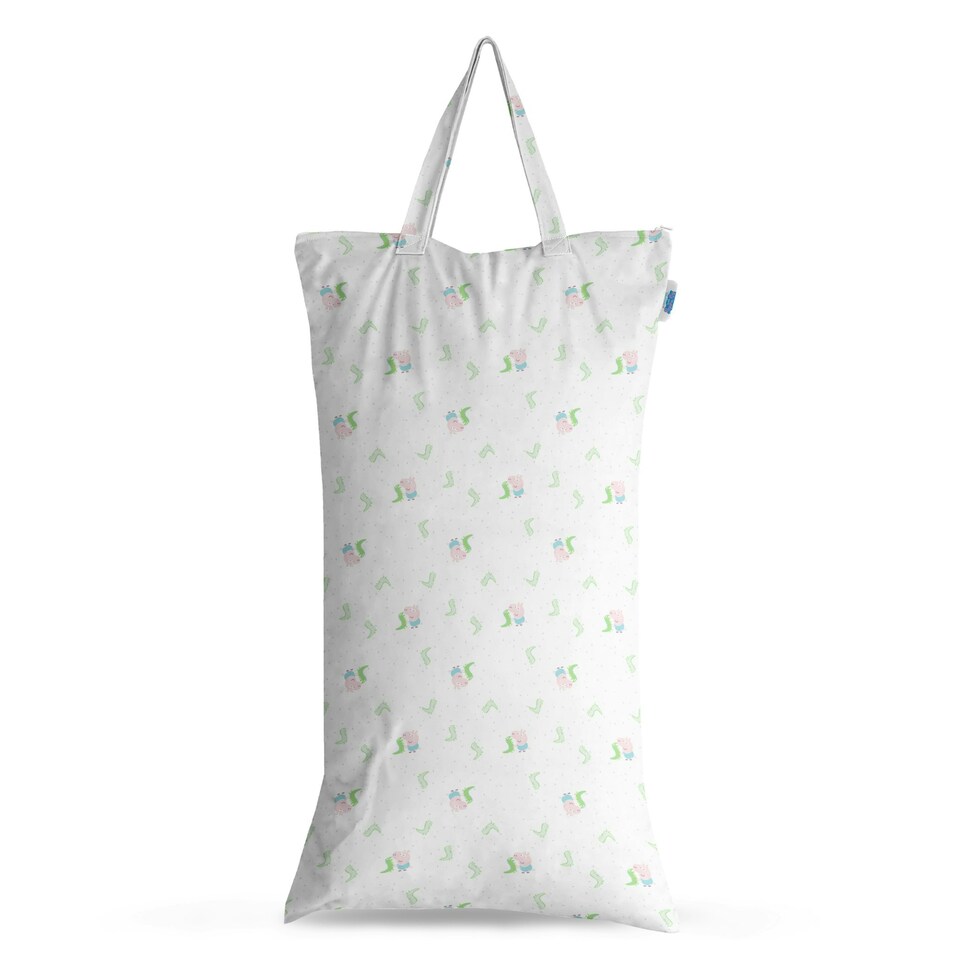Peppa Pig XL Wet Bag Reusable Cloth Nappy Pail - George & Mr.Dinosaur | White