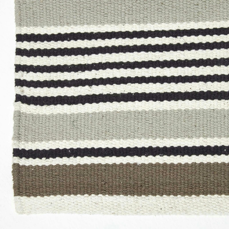 image 1 of Homescapes Modern Black Grey Scandinavian Style Striped Cotton Rug - 150 x 240 cm | Grey | Black grey