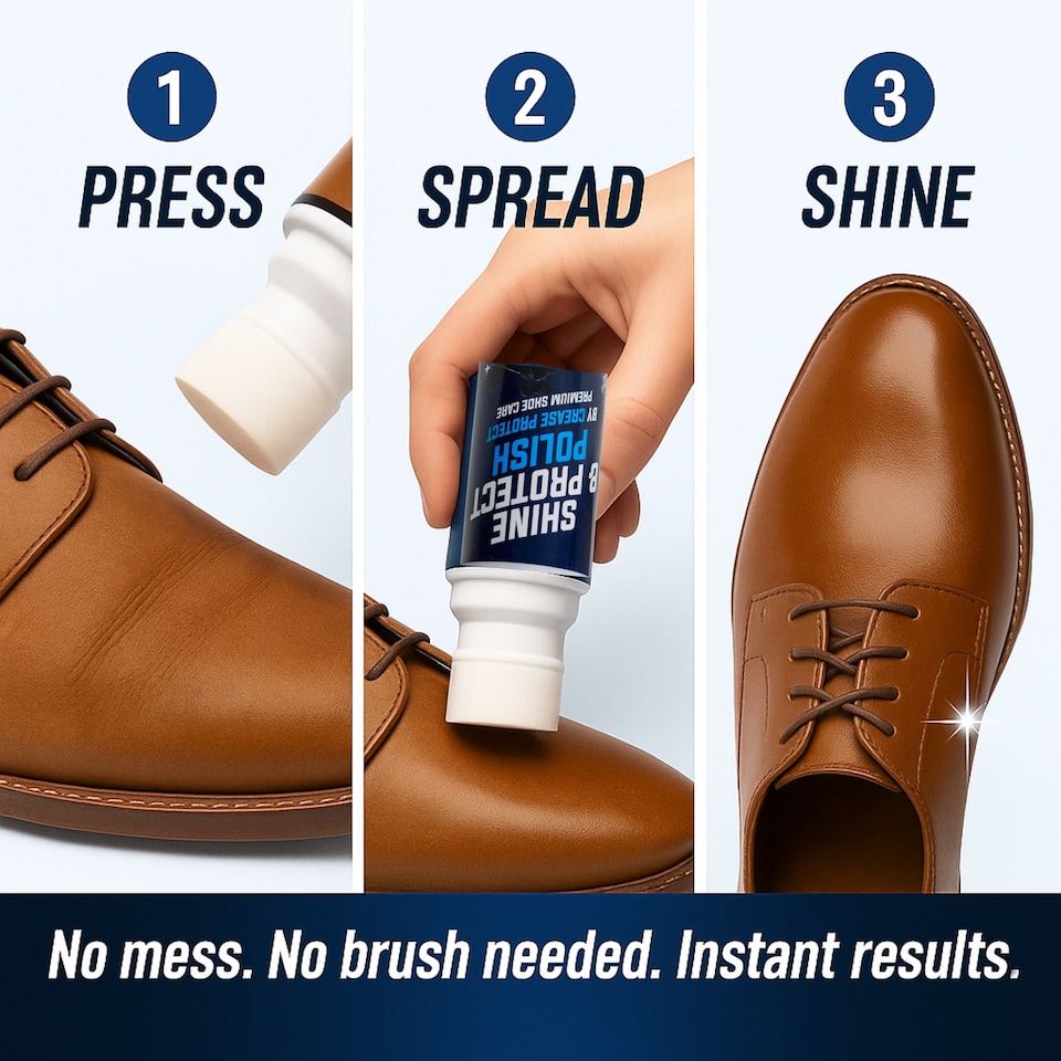 image 1 of Shine & Protect Shoe Polish - 75ml Liquid Shoe Polish - Brown