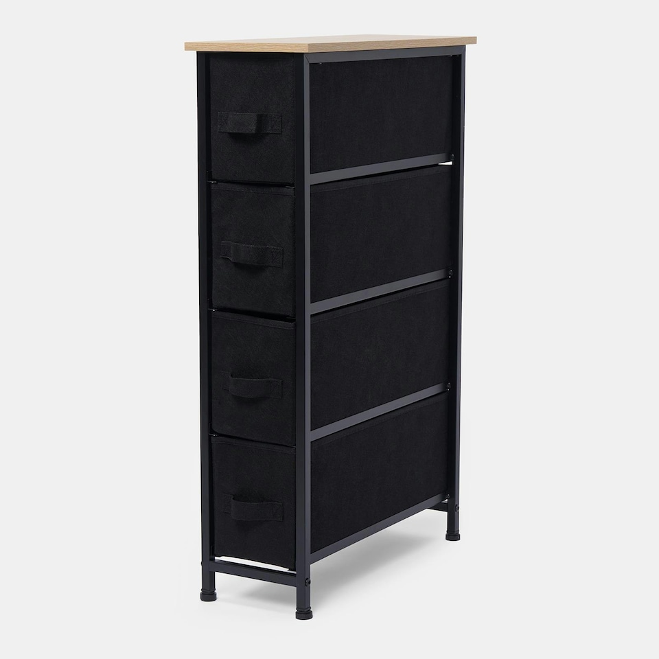 image 1 of OHS Brooklyn 4 Narrow Drawer Home Storage Fabric Display Cabinet - Black Black