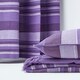 image 5 of Homescapes Cotton Morocco Striped Mauve Throw - 225 x 255 cm Purple