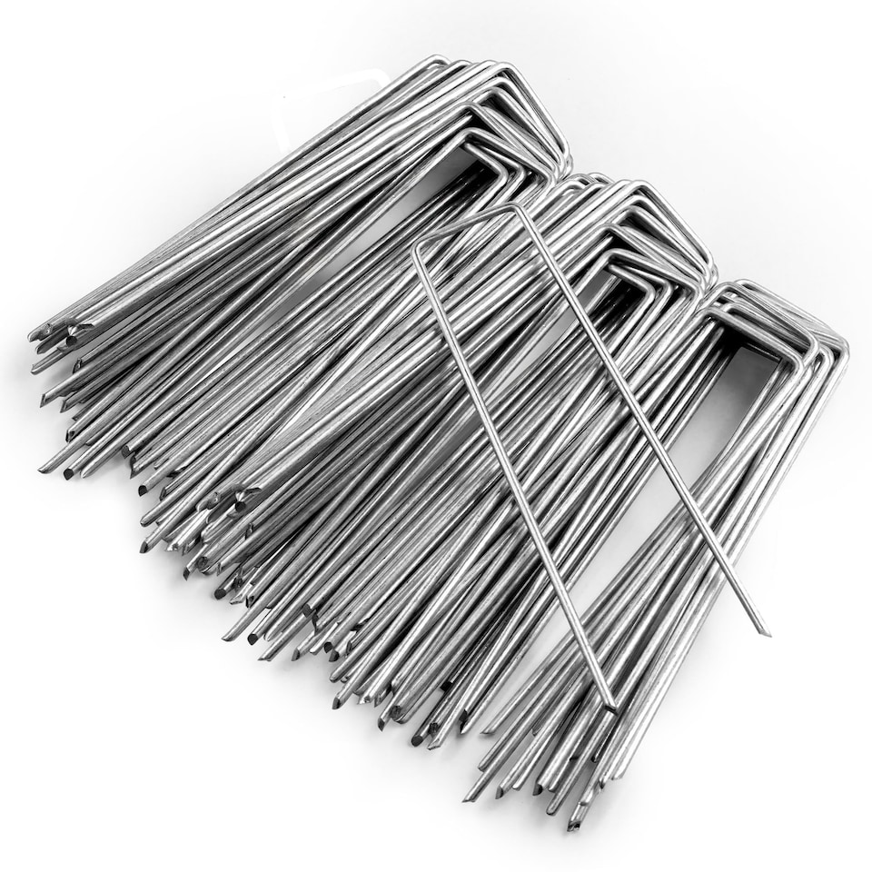 image 1 of Keplin U Shaped Metal Garden Pegs 15cm Galvanised Heavy Duty Ground Stakes