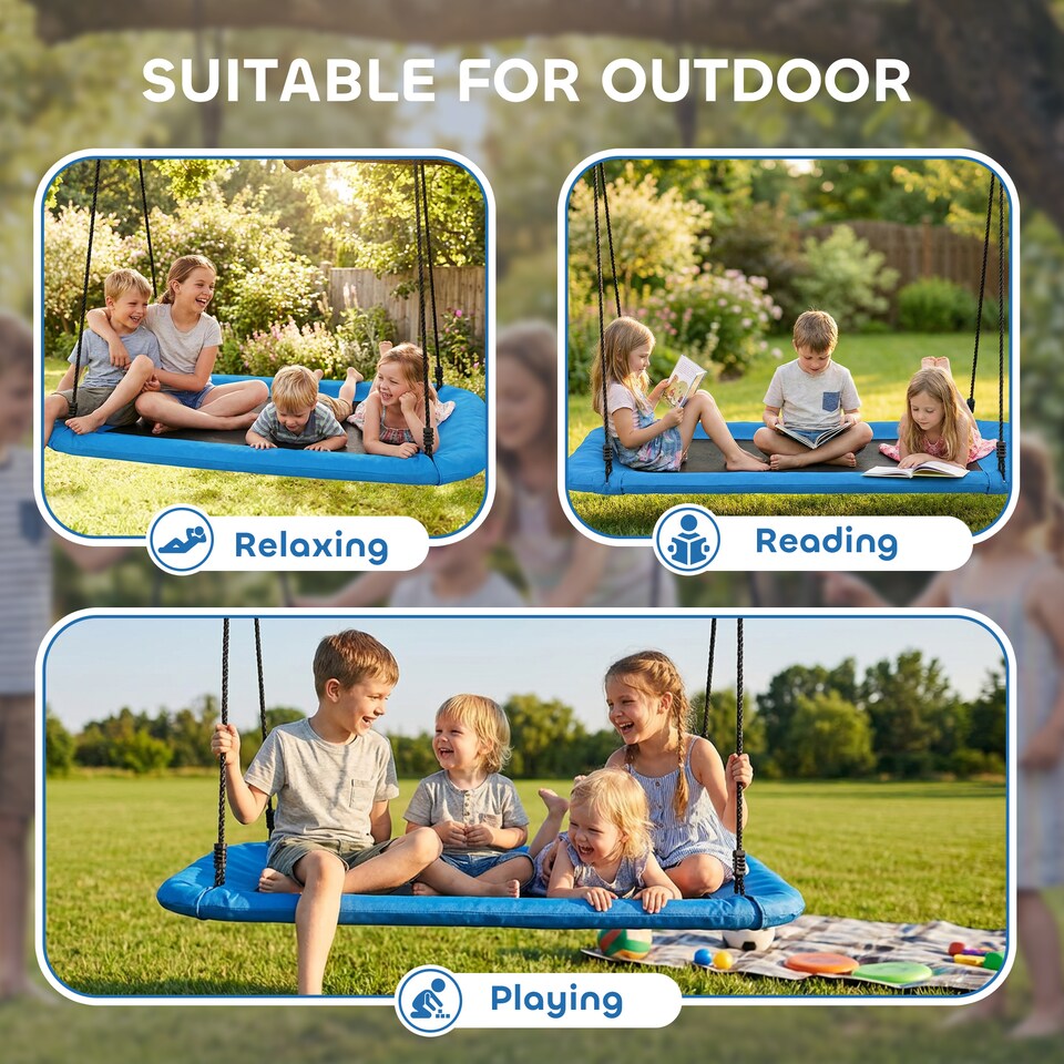 image 1 of AIYAPLAY Nest Swing with Adjustable Ropes and Tree Straps for Kids, Blue