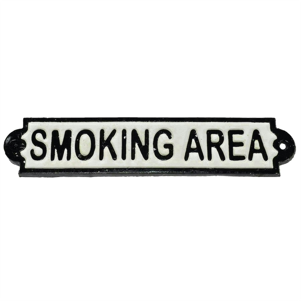image 1 of Smoking Area Cast Iron Sign Plaque Door Wall Fence Cafe Shop Pub Hotel Bar