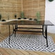 image 5 of Outdoor 4 Person Rectangular Glass Top Garden Dining Table Chairs With Black Banana Parasol and Base