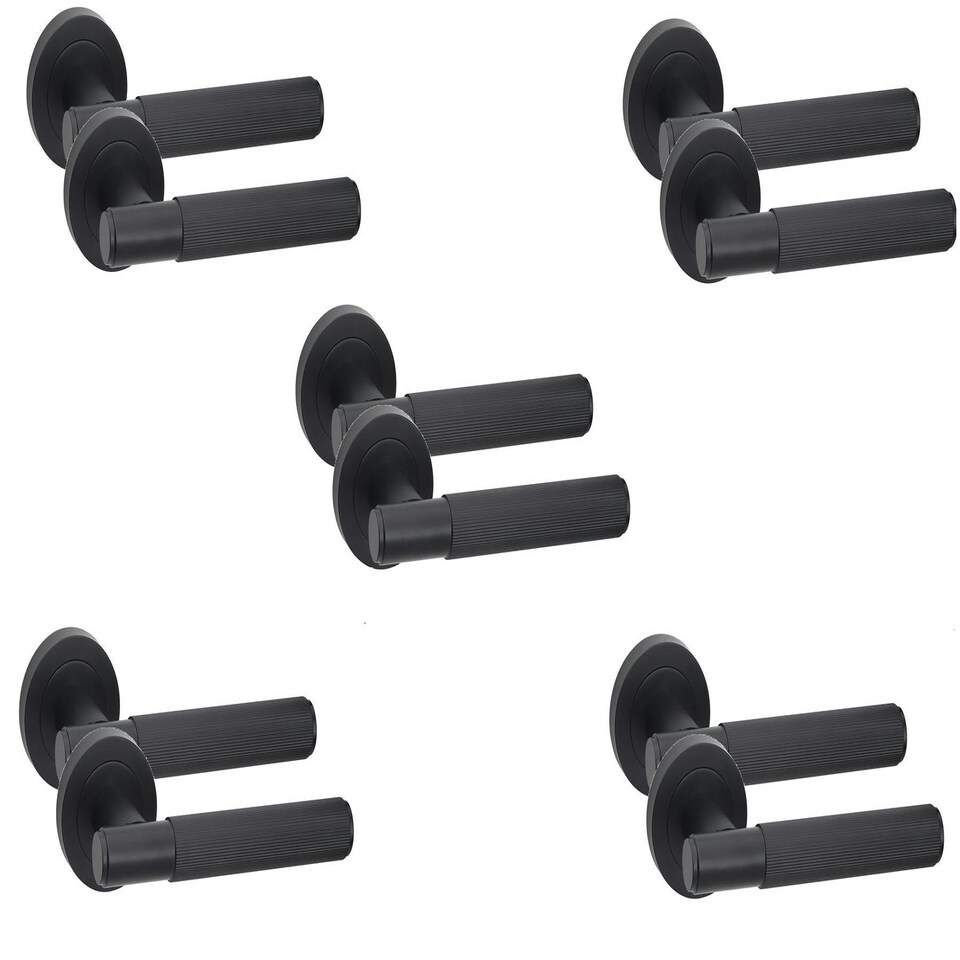 image 1 of Golden Grace 5 Pair Linear T-Bar Door Handles in Matt Black Finish Black