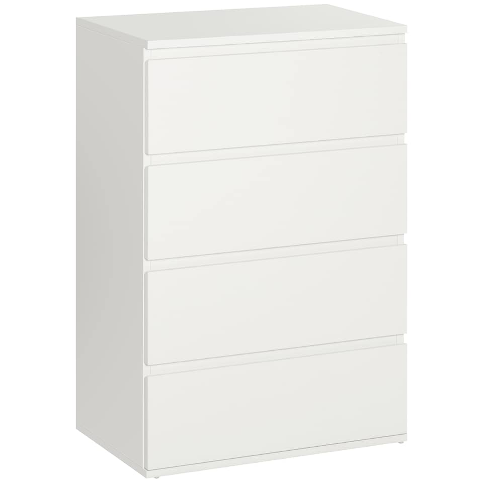 image 1 of HOMCOM Chest of Drawers, 4 Drawers Storage Cabinet Floor Tower Cupboard for Bedroom Living Room, White