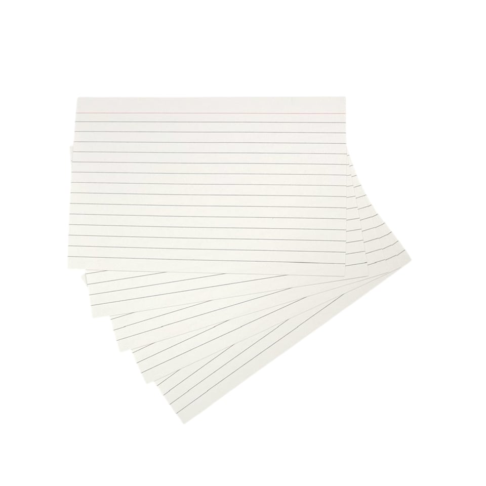image 1 of Pack of 100 White Ruled 5x3inch Record Cards - Lined Study Index Cards for Notes, Revision