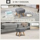 image 3 of HOMCOM Modern Footstool, Fabric Foot Rest with Rubber Wood Legs Grey