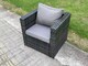 image 5 of Fimous Rattan Outdoor Furniture Sofa Garden Dining Set with Patio Dining Table 2 Armchairs Side Table 8 Seater Dark Grey Mixed