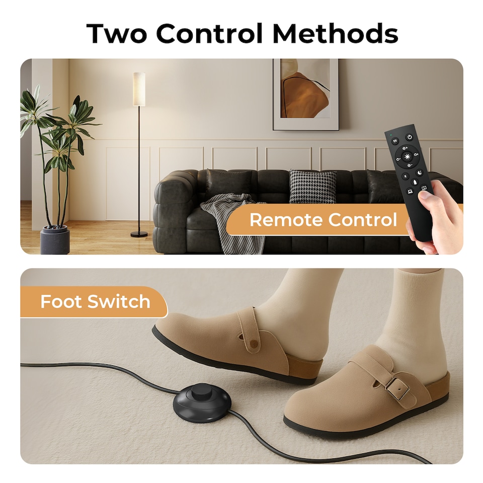 image 1 of Emitto LED Floor Lamp Dimmable with Remote and Foot Switch Bulb Included