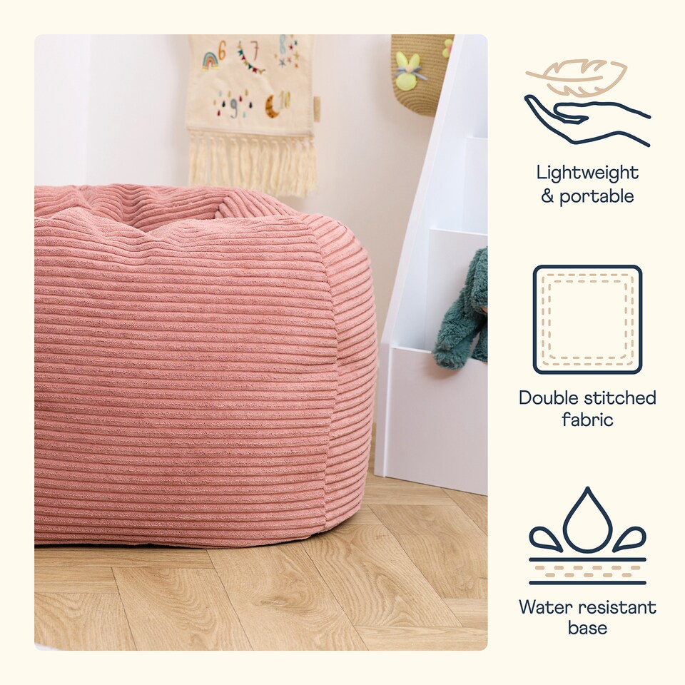 image 1 of Kids High Rest Beanbag Corduroy Dawn Pink | Pink | Dawn Pink | 1