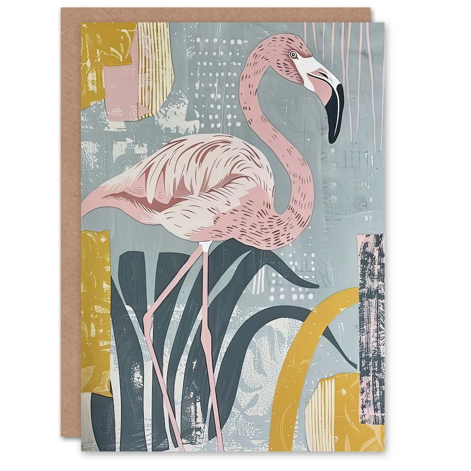 image 1 of Bird Pastel Flamingo Nature Design Woman Her Birthday Card