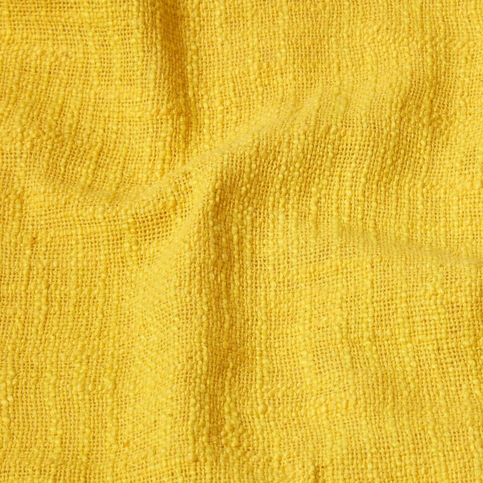 image 1 of Homescapes Nirvana Slub Cotton Ochre Yellow Throw - 225 x 255 cm Yellow
