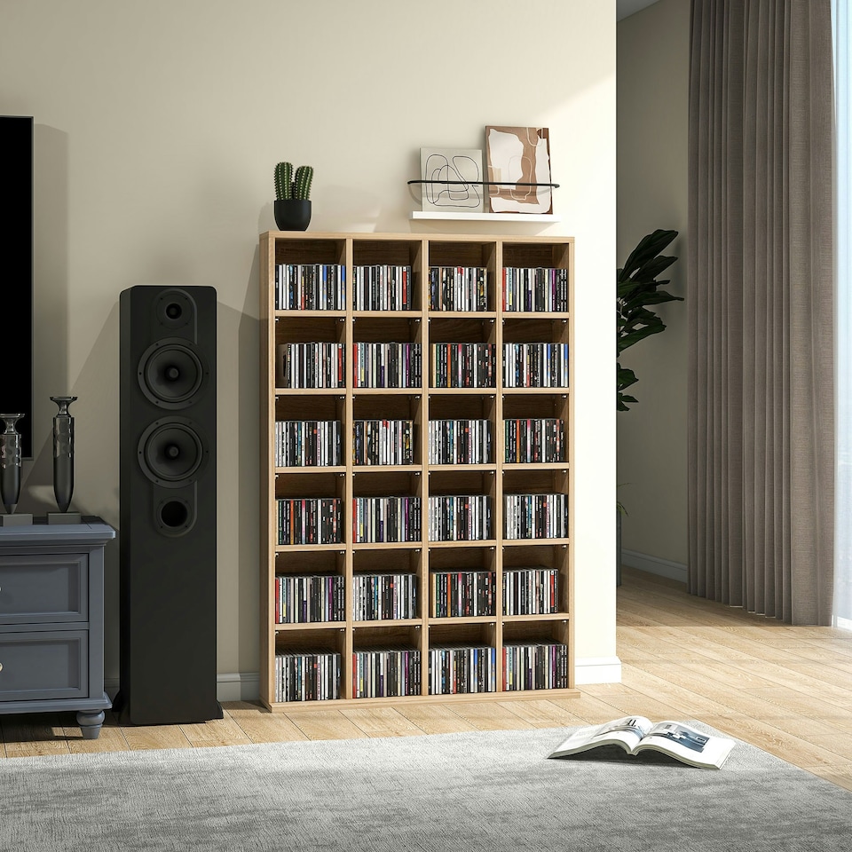 image 1 of HOMCOM DVD CD Media Storage Rack, Video Display Unit, Natural