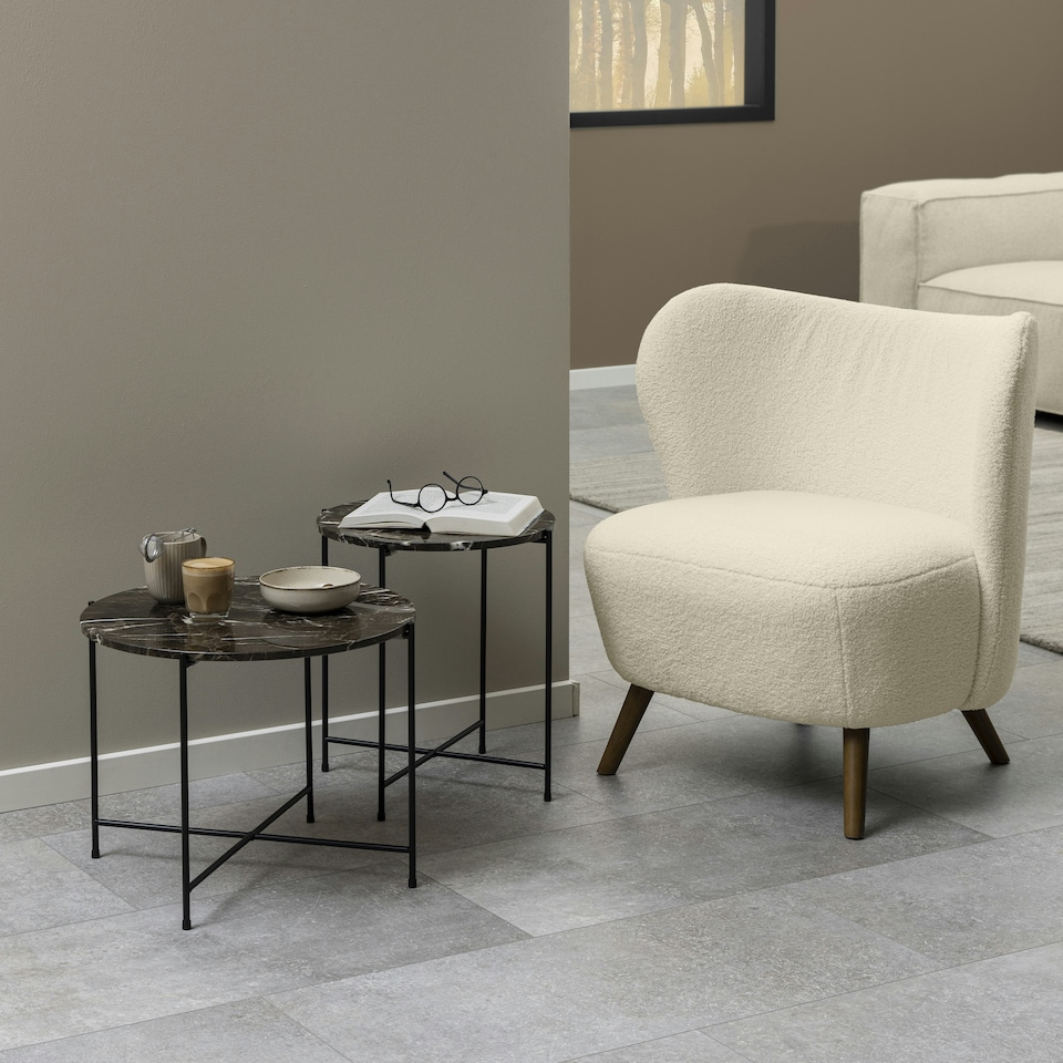 image 1 of Avila Side Table with Brown Marble Top 52x40cm