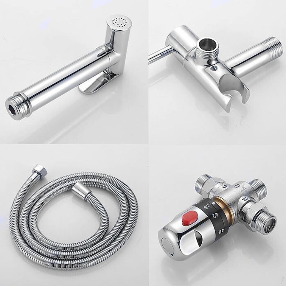 image 1 of Thermostatic Bidet Shower Spray Kit Chrome Brass Handheld Bathroom Mixer UK