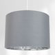 image 6 of Contemporary Grey Cotton 12" Table/Pendant Lamp Shade with Shiny Silver Inner | Grey | Grey | 1