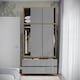 image 5 of 120cm 3 Sliding Doors Children Kids Wardrobe Bedroom Storage Closet Hanging Rail | Multi | Oak with Grey Doors | 1