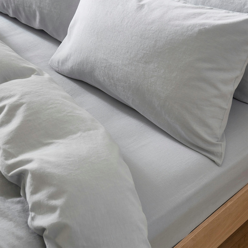 image 1 of Touch Of Linen - Ice Blue - Fitted Sheet Blue | Ice Blue | Double