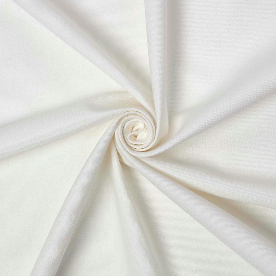 image 1 of Homescapes Pure Cotton Plain Off White Fabric 150 cm Wide | White | 150cm(60") wide, sold per metre length