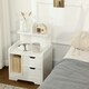 image 2 of HOMCOM Modern Bedside Table w/2 Drawer and Storage Shelves Chest for Bedroom