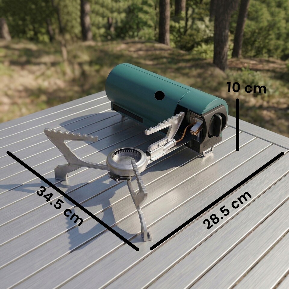 image 1 of Outsunny Camping Stove with Safety Shut-Off, Piezo Ignition Gas Stove Green | Green | Mars green | 34.5 x 28.5 x 9.6 cm