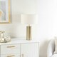 image 2 of ValueLights Lexy Antique Brass Touch Table Lamp with Cream Boucle Shade