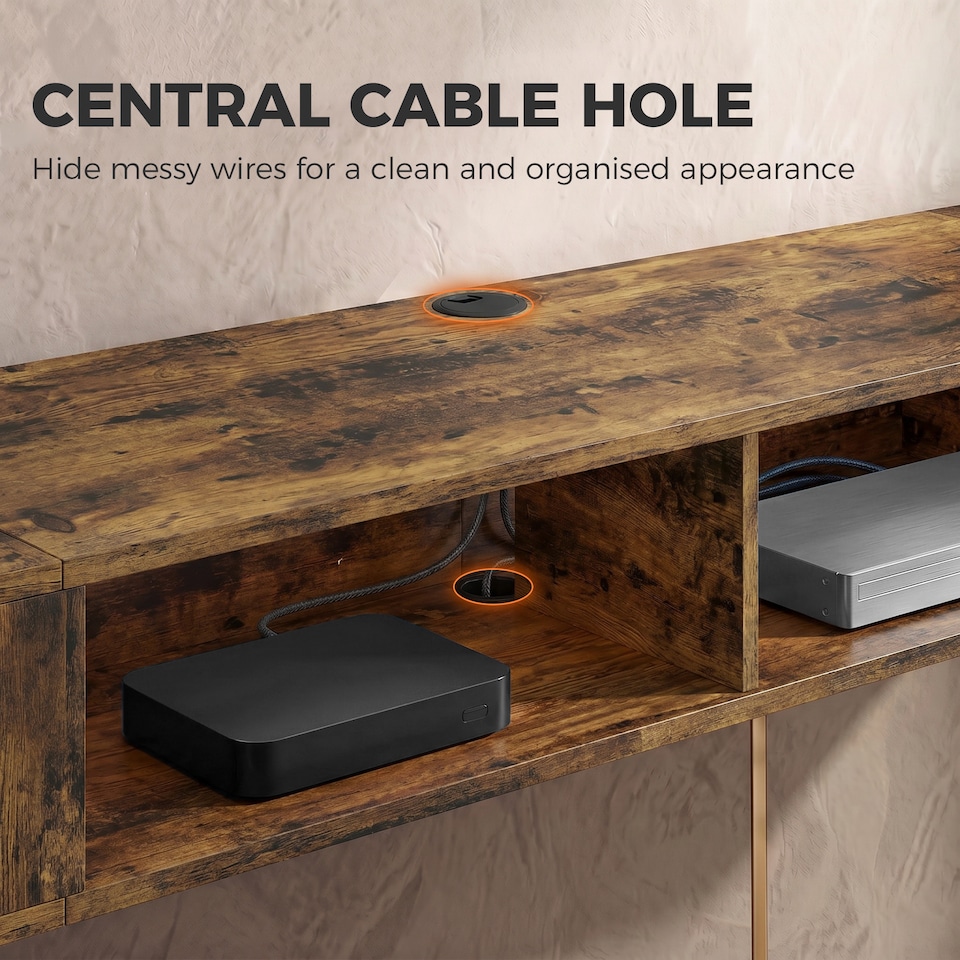 image 1 of HOMCOM TV Stand with RGB LED Lights for 75-Inch TV