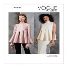 Vogue 1909 Paper Sewing Pattern – Women’s Top, Size A (S–M–L–XL–XXL), Intermediate