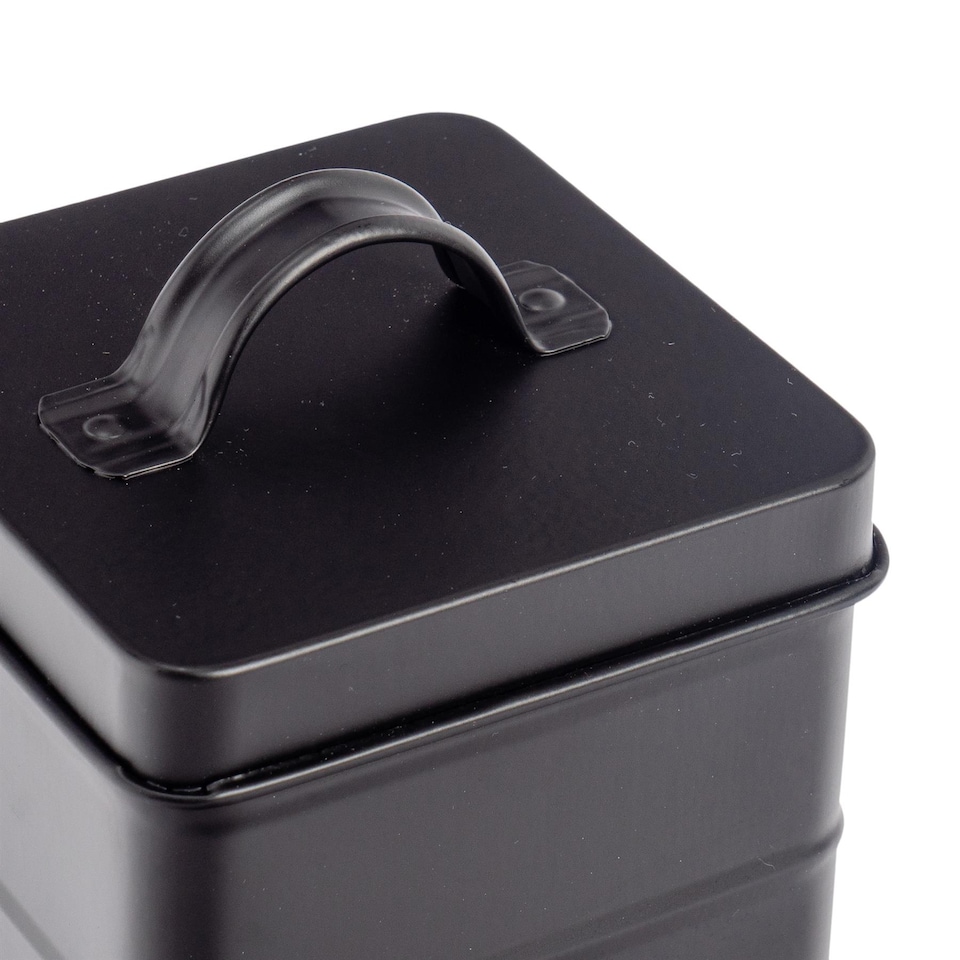 image 1 of Harbour Housewares Vintage Metal Kitchen Tea Canister - Black