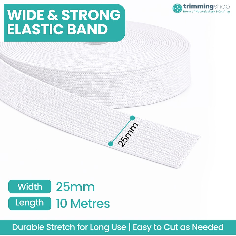 image 1 of 25mm White Elastic Thread Bead Stringing DIY Crafts - 10 Metres