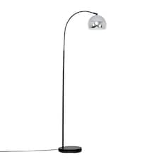 ValueLights Curva Black Floor Lamp With Polished Chrome Metal Dome Shade | Chrome