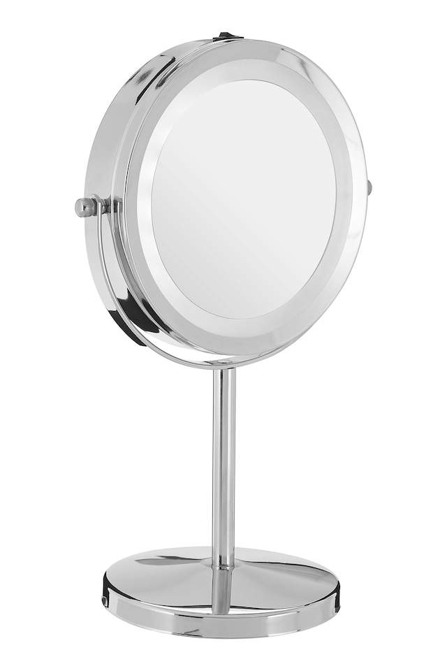 image 1 of Orsina Stunning LED Backlit Table Mirror With Sling Stand, Chrome Mirror For Shaving, Dressing Table, Vanity Mirror