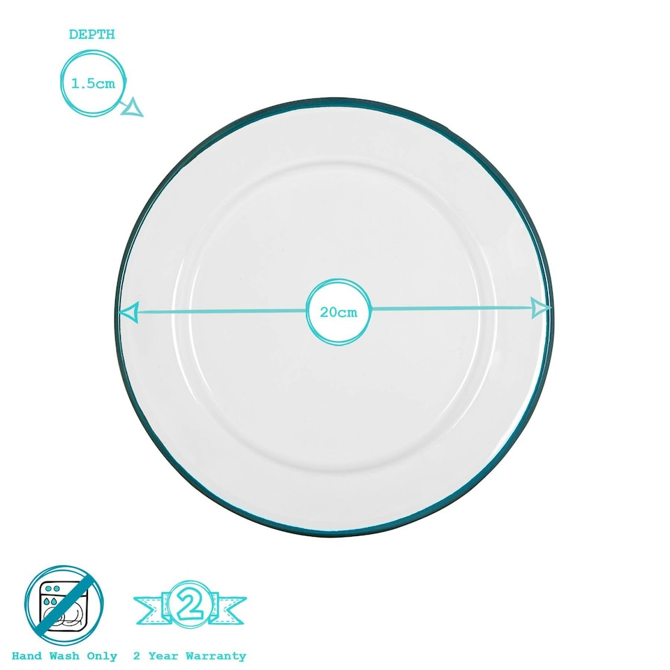 image 1 of Argon Tableware White Enamel Side Plates - 20cm - Green - Pack of 6 Green
