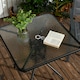 image 7 of Outsunny 76 cm Square Dining Table with Parasol Hole, Outdoor Coffee End Side Table with Tempered Glass Top, Steel Frame for Garden, Patio, Black