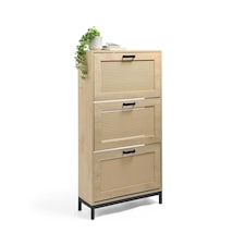 VonHaus Lena Rattan 3 Drawer Shoe Storage Cabinet