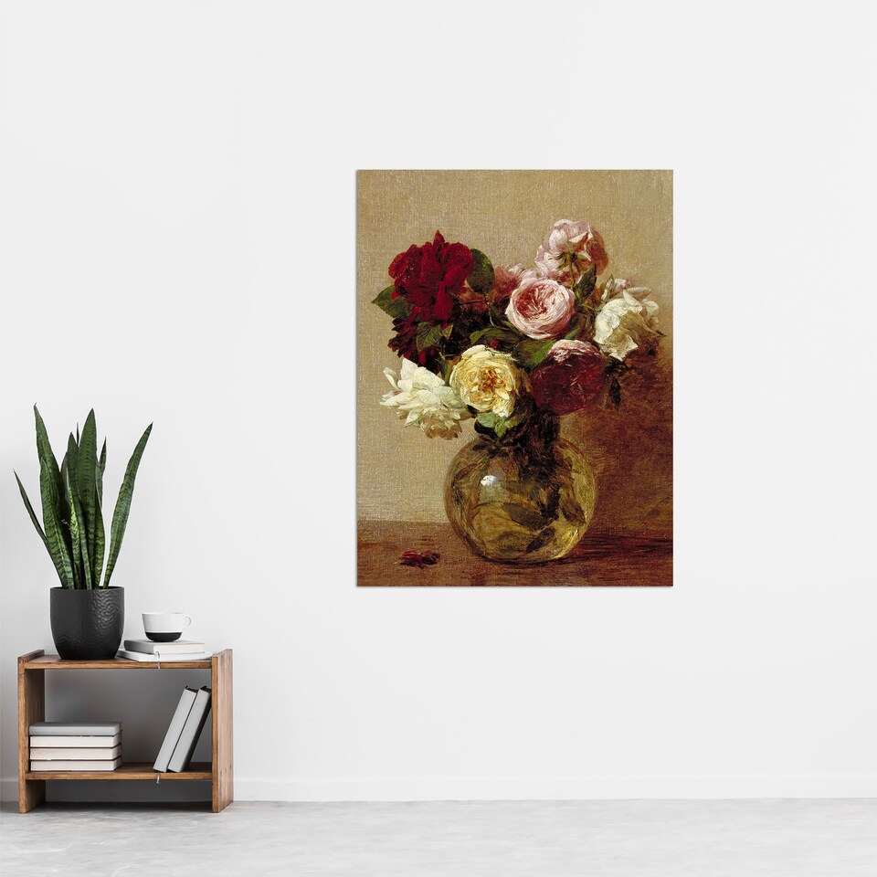image 1 of Rose Bouquet in Glass Vase Still Life Latour Huge Wall Art Poster Print