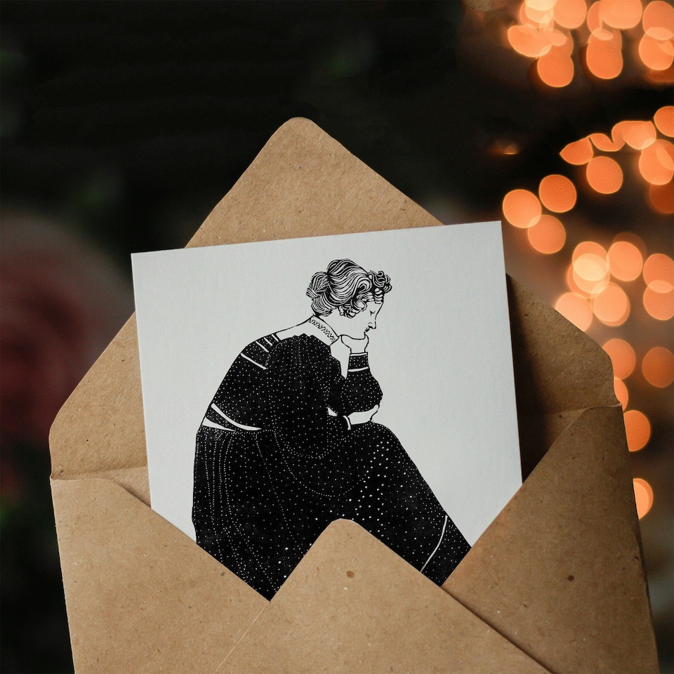 image 1 of Reijer Stolk Art Card Woman Sitting on a Stool Design