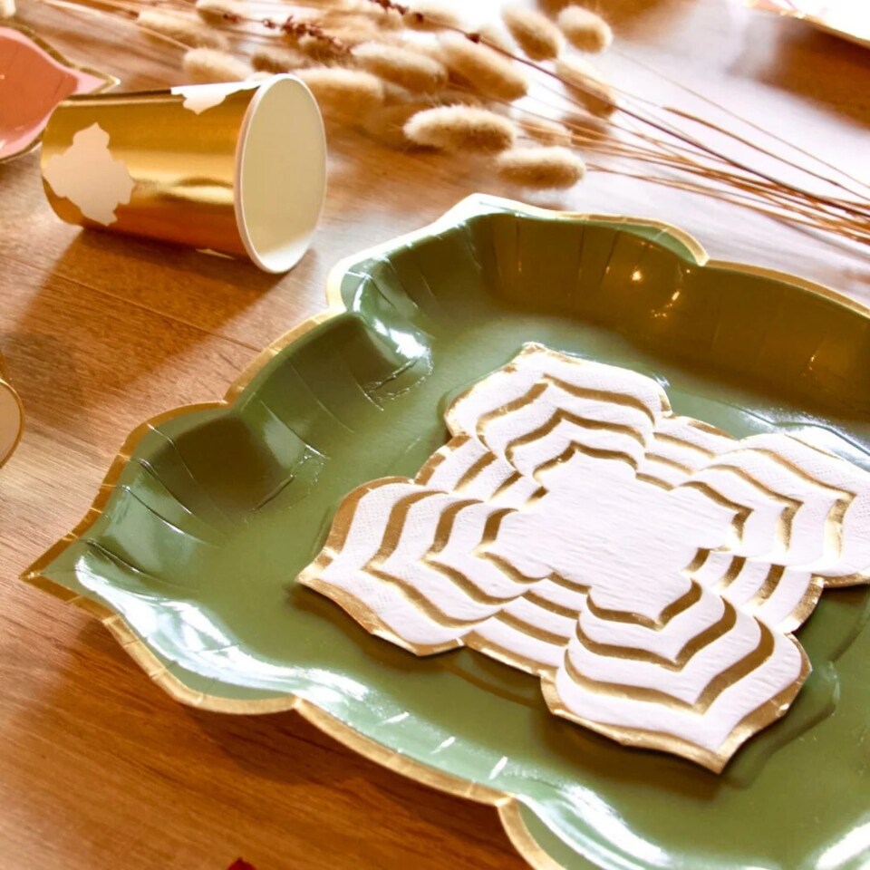 image 1 of Lotus Large Party Plates (10pk) - Sage (Green) | Green | Green | 30 | 10