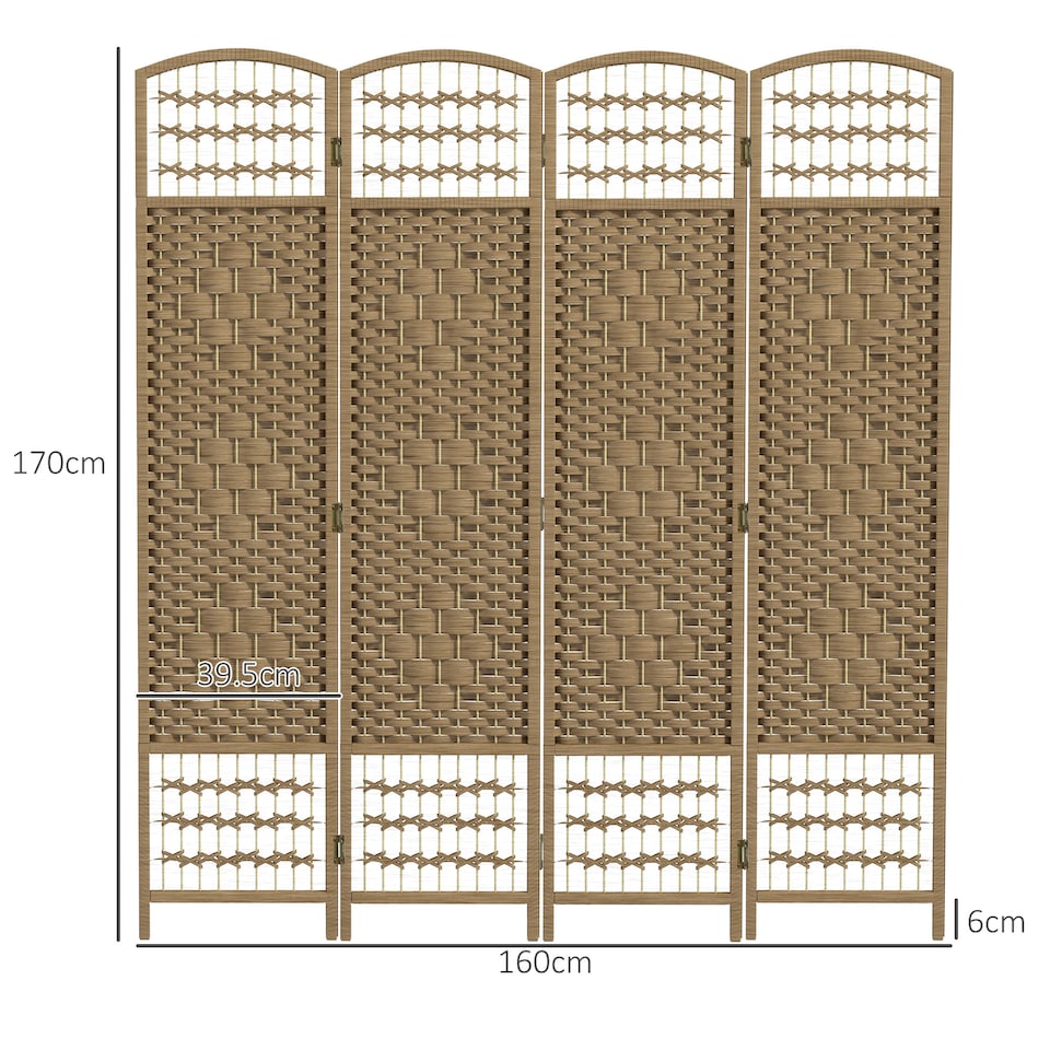 image 1 of HOMCOM 4 Panel Folding Room Divider, Freestanding Privacy Screen, Natural