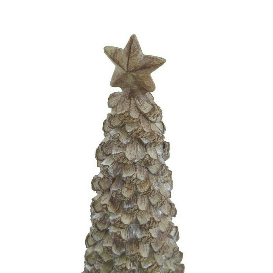image 1 of Medium Cedar Tree with Star - Resin - L8 x W8 x H26 cm - Beige