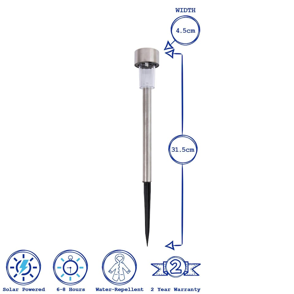 image 1 of Kingavon Stainless Steel Solar Pathway Light - 31.5cm - Silver Grey