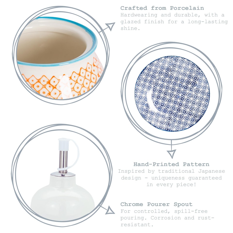 image 1 of Nicola Spring Hand-Printed Vinegar Pourer Bottle - 500ml - Orange