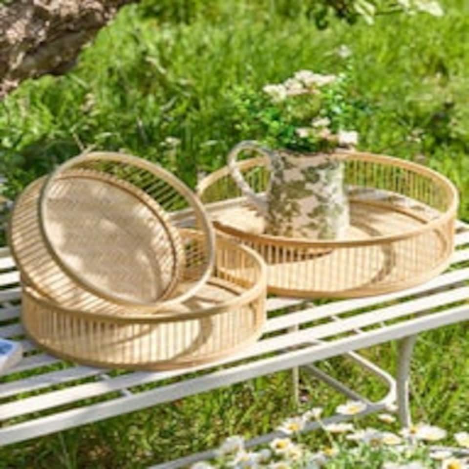 image 1 of Set of 3 Bamboo Nesting Trays N/A